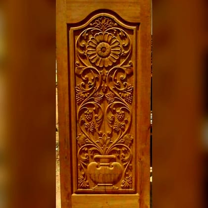 Hand-Carved Wooden Door