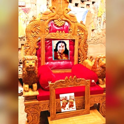 Carved Puja Throne with Lions
